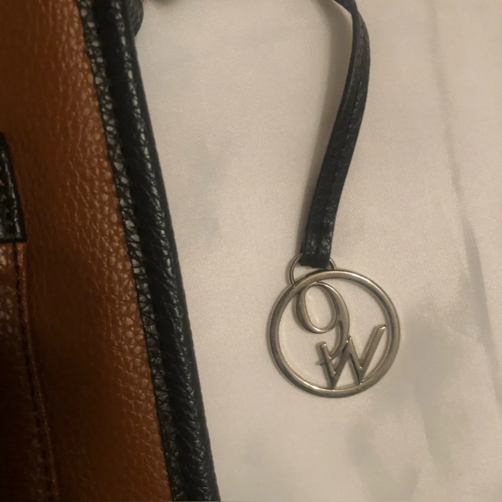 Nine West Brown and Black Pebbled Leather crossbody Messenger